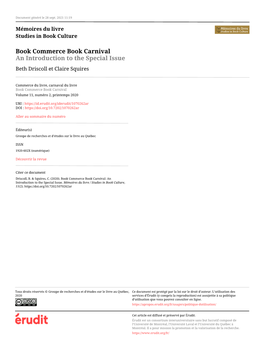 Book Commerce Book Carnival an Introduction to the Special Issue Beth Driscoll Et Claire Squires