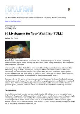 10 Livebearers for Your Wish List (FULL)