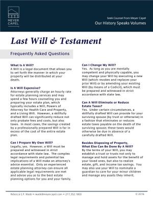 Last Will & Testament Faqs