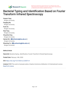 Bacterial Typing and Identification Based on Fourier Transform