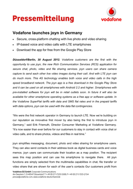 Vodafone Launches Joyn in Germany