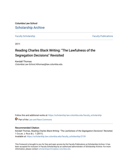 Reading Charles Black Writing: "The Lawfulness of the Segregation Decisions" Revisited