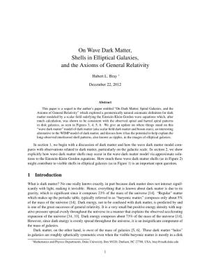 On Wave Dark Matter, Shells in Elliptical Galaxies, and the Axioms of General Relativity