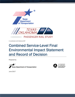 Texas-Oklahoma Passenger Rail Study June 2017 Combined FEIS and ROD Page-Iii