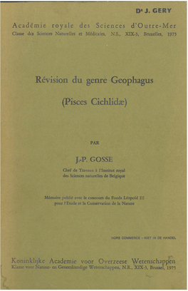 Révision Du Genre Geophagus (Pisces Cichlidæ)