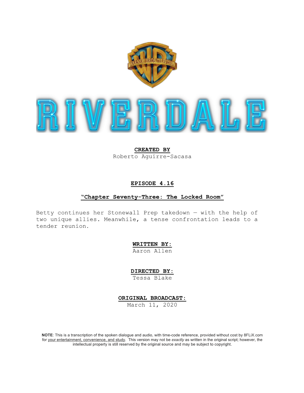 Riverdale | Dialogue Transcript | S4:E16