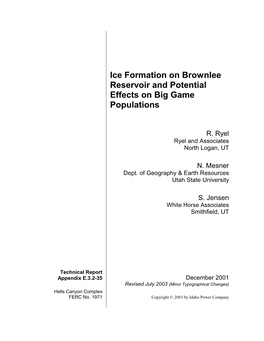 (E.3.2-35) Ice Formation on Brownlee Reservoir and Potential Effects on Big Game Populations