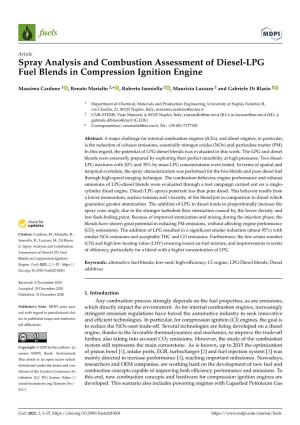 Spray Analysis and Combustion Assessment of Diesel-LPG Fuel Blends in Compression Ignition Engine