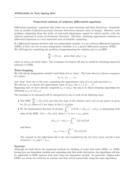 Numerical Solution of Ordinary Differential Equations Time-Stepping