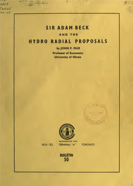 Sir Adam Beck and the Hydro Radial Proposals