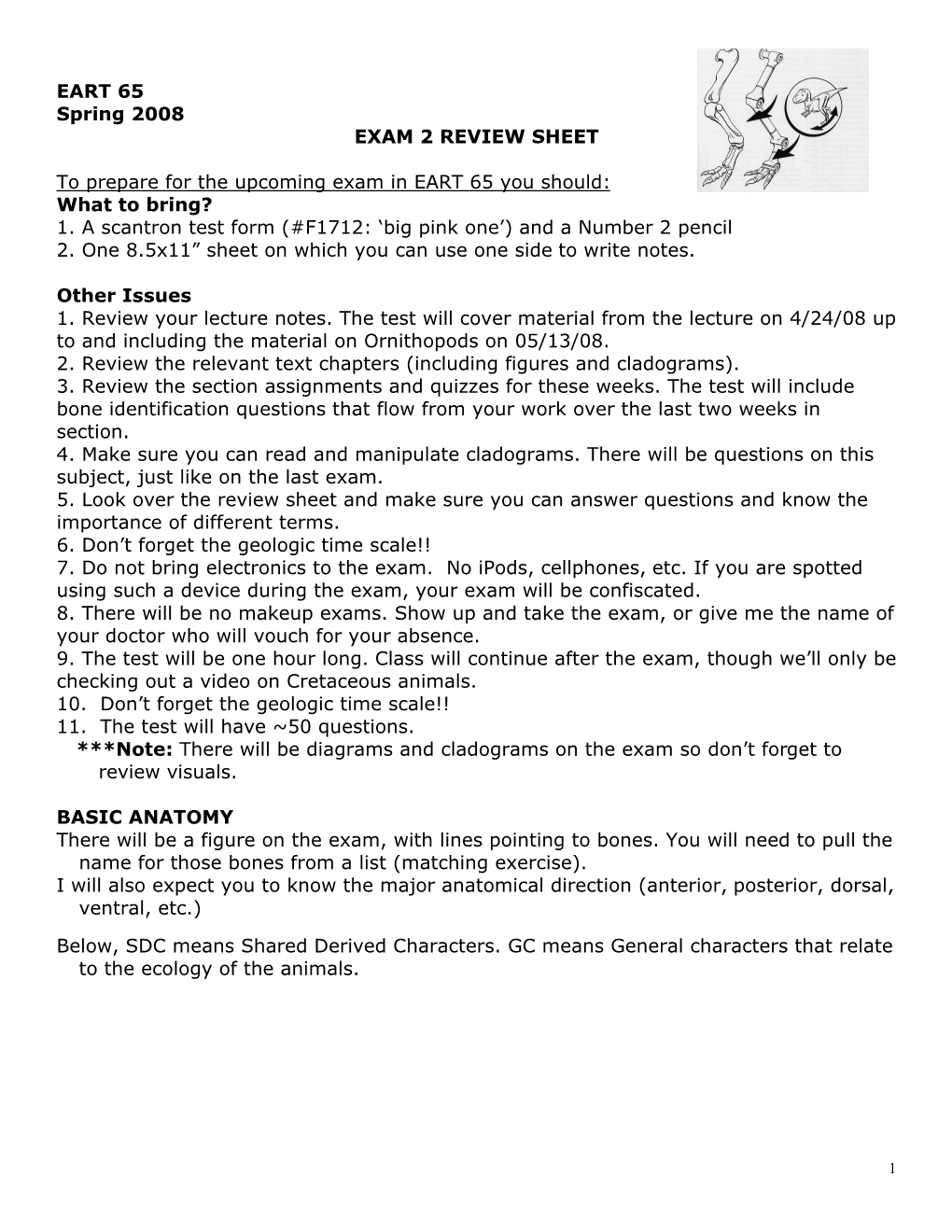 Exam 2 Review Sheet