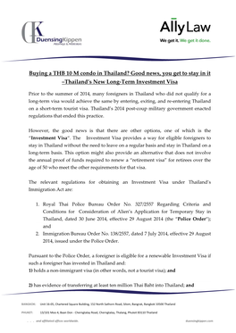 Thailand's New Long-Term Investment Visa