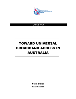 Toward Universal Broadband Access in Australia