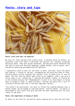 Pasta: Story and Tips