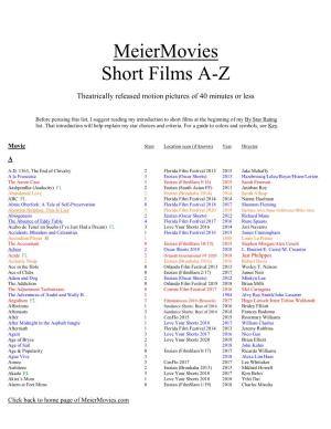 Meiermovies Short Films A-Z