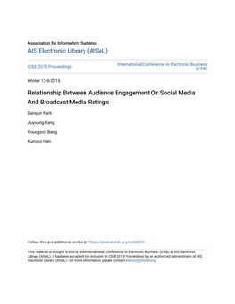 Relationship Between Audience Engagement on Social Media and Broadcast Media Ratings