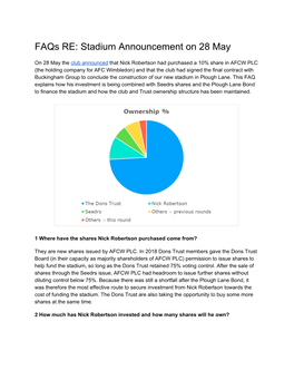 Faqs RE: Stadium Announcement on 28 May