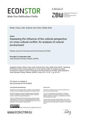 Assessing the Influence of the Cultural Perspective on Cross Cultural Conflict: an Analysis of Cultural Environment