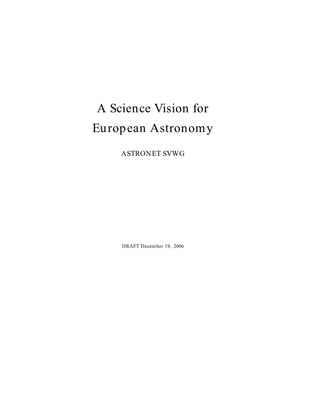 Science Vision Draft