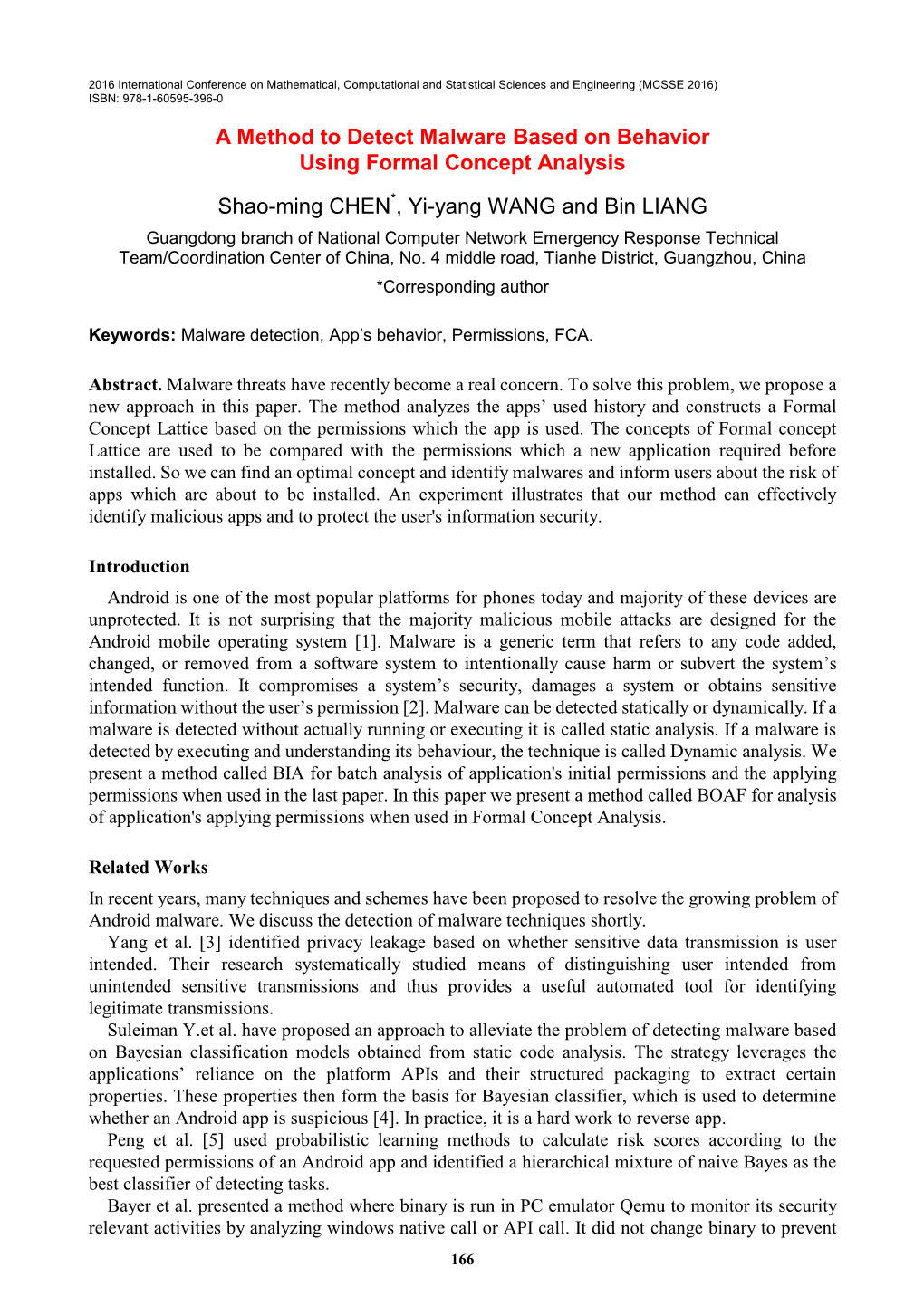 A Method to Detect Malware Based on Behavior Using Formal Concept Analysis