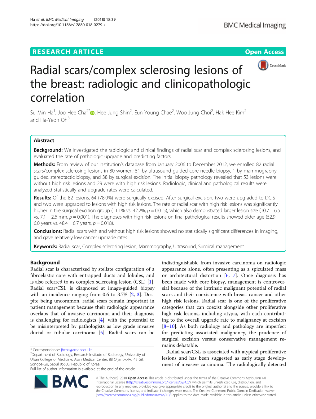 Radial Scars/Complex Sclerosing Lesions of the Breast