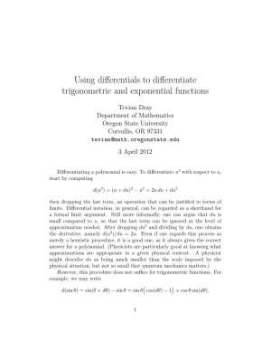 Using Differentials to Differentiate Trigonometric and Exponential Functions
