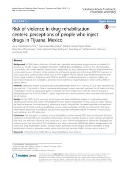 Risk of Violence in Drug Rehabilitation Centers