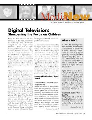 Digital Television: Sharpening the Focus on Children