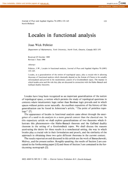 Locales in Functional Analysis