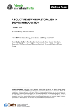 A Policy Review on Pastoralism in Sudan: Introduction