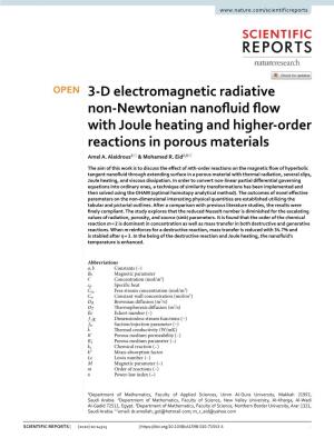 3-D Electromagnetic Radiative Non-Newtonian Nanofluid Flow With