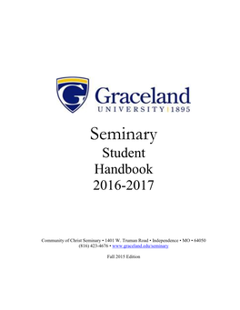 Seminary Student Handbook 2016-17
