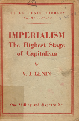 Imperialism As the Highest Stage of Capitalism