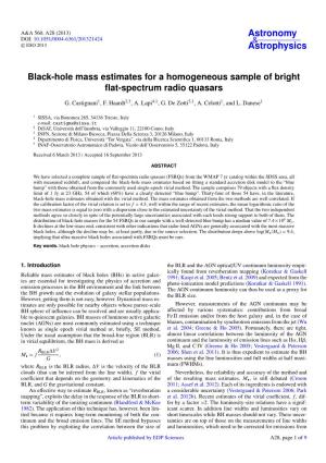 Black-Hole Mass Estimates for a Homogeneous Sample of Bright Flat-Spectrum Radio Quasars