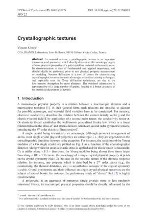 Crystallographic Textures