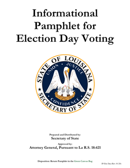 Informational Pamphlet for Election Day Voting