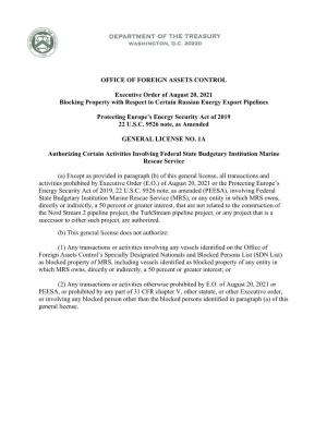 OFFICE of FOREIGN ASSETS CONTROL Executive Order Of