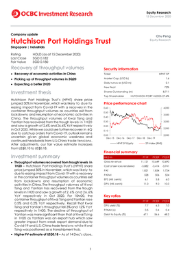 Hutchison Port Holdings Trust Singapore | Industrials