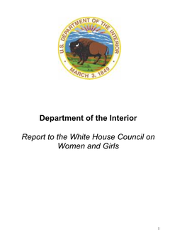 Department of the Interior Report to the White House Council on Women and Girls