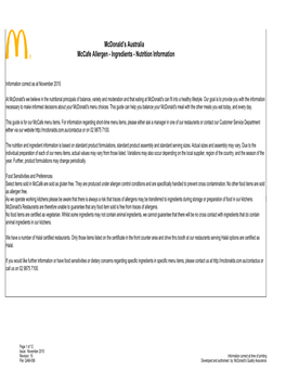 Mccafe Food-AUST-Menu Info November 2015.Xlsx