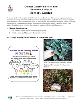 Outdoor Classroom Project Plan: Materials List & Budget for Sensory Garden