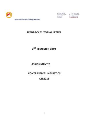 Semester 2019 Assignment 2 Contrastive Linguistics Ctl821s