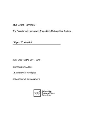 The Paradigm of Harmony in Zhang Zai's Philosophical System