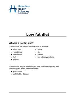 Low Fat Diet