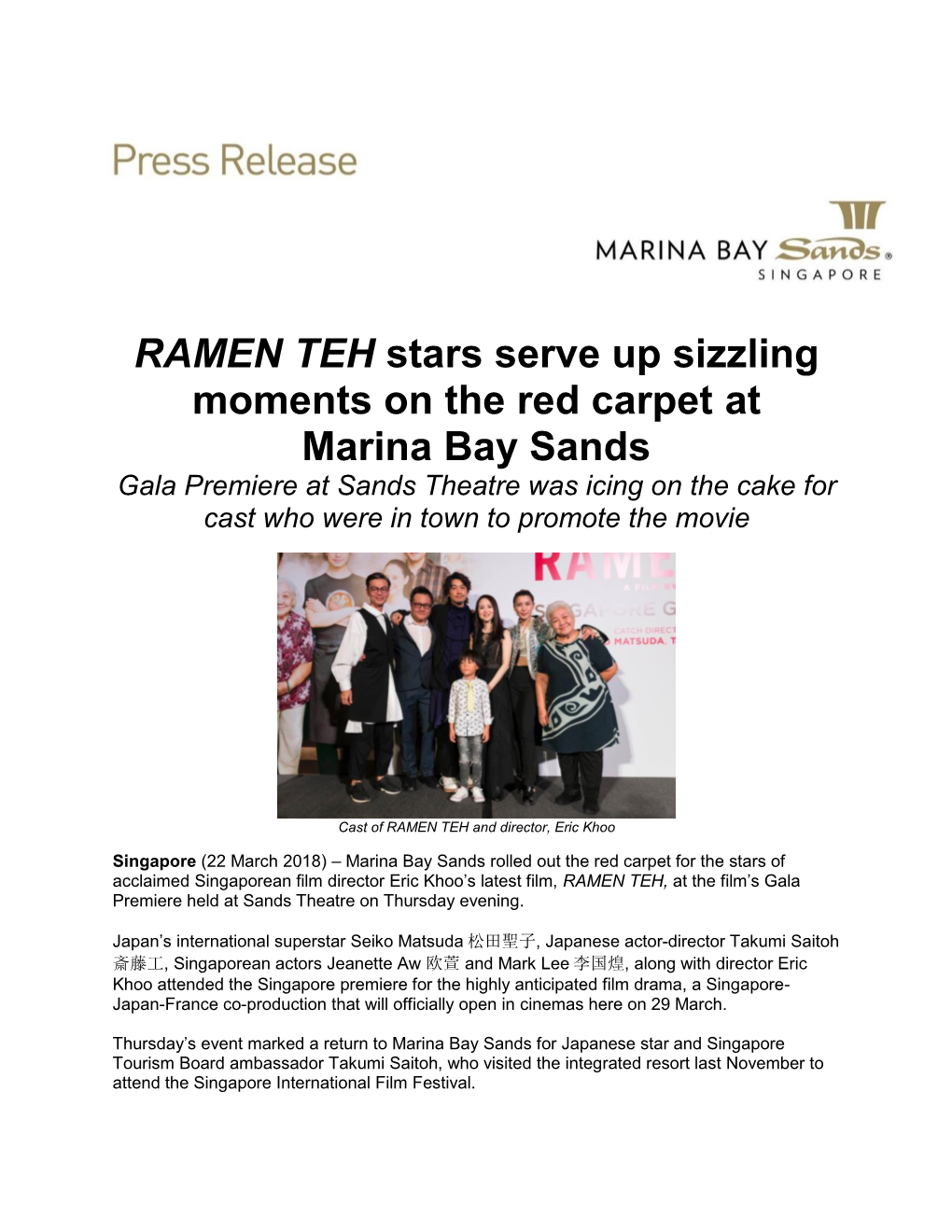 RAMEN TEH Stars Serve up Sizzling Moments on the Red Carpet At