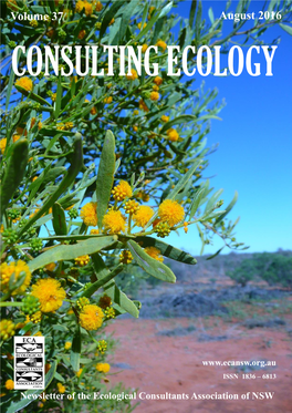 Volume 37 August 2016 CONSULTING ECOLOGY