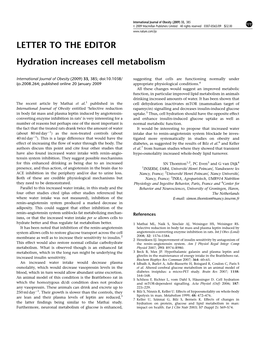 Hydration Increases Cell Metabolism