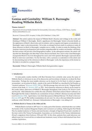 William S. Burroughs Reading Wilhelm Reich