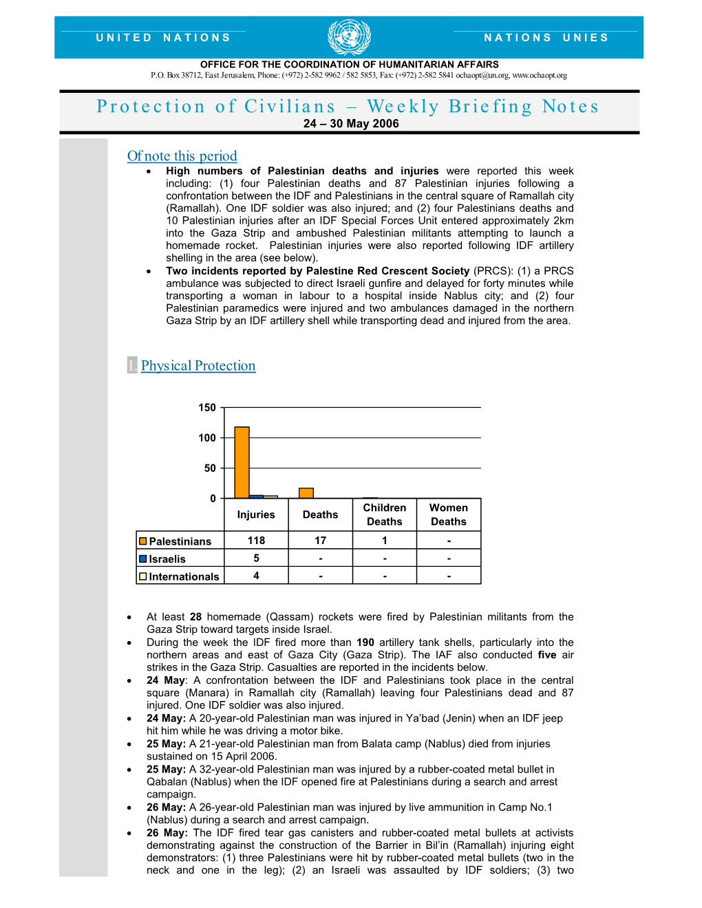 Weekly Briefing Notes 24 – 30 May 2006 | 1 U N I T E D N a T I O N S N a T I O N S U N I E S