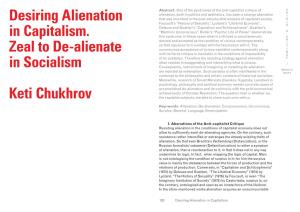 Desiring Alienation in Capitalism. Zeal to De-Alienate in Socialism Keti